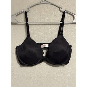 Victoria's Secret Dream Angels IPEX Demi Bra Women's Size 36D Black Lace Floral